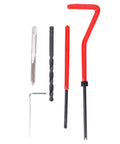Pro Grade 30 Piece Thread Repair Kit with twisted drill, tap, red wrench, and black tang breaker for M4x0.7 and metric to imperial conversion
