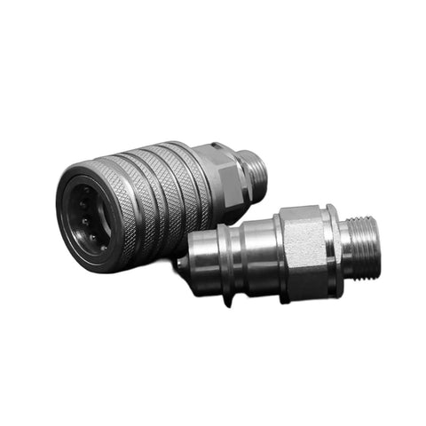 Rock Solid Steel Hydraulic Quick Coupler Push And Pull Type Connector For High Pressure Work Lines M20x1.5 Thread with sleek design.