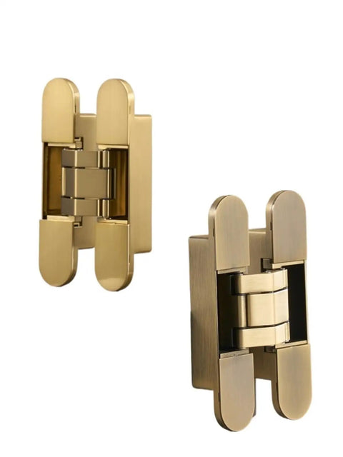 Invisible Door Hinges With 3D Adjustable Concealed Design in shiny gold, heavy duty zinc alloy for interior doors