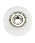 Top Notch White V Groove Guide Bearing Pulley Set Of 4 Pieces 8X50X12 Millimeters Outer Profile With 2.5Mm Bore heavy duty alloy design showing single white pulley.