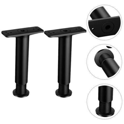 2 Pack Adjustable Bed Frame Support Legs with heavy duty metal bases and floor protection, ideal for beds and couches.