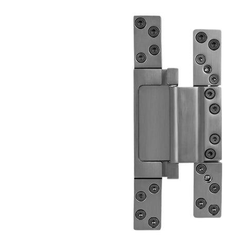 Heavy Duty Stainless Steel Hidden Hinge For Real Wood Doors Swings Smooth And Silent Invisible Cabinet Mount Built Tough 180kg Support 140 Degree Open Light Gray Single Pack side view with screws
