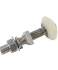 Heavy Duty Nylon Cold Storage Door Wheels With Rugged Pulleys And Guide Rollers Featuring M22 Thread And Sealed Bearings close-up of threaded roller assembly.