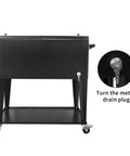 Portable Rolling Cooler Cart On Wheels With Shelves For Outdoor Parties Patio Deck Backyard Bbq Bar Beverage Service 80 Quart Ice Chest With Bottle Opener And Locking Casters Black front view