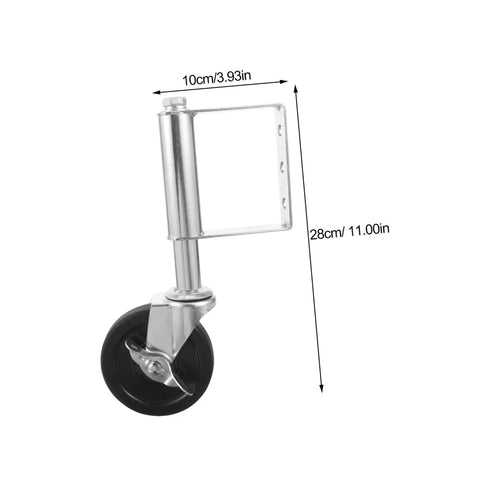 Heavy Duty Spring Loaded Gate Caster 75Kg Cold Rolled Steel Wheel shown with measurements for precise installation.
