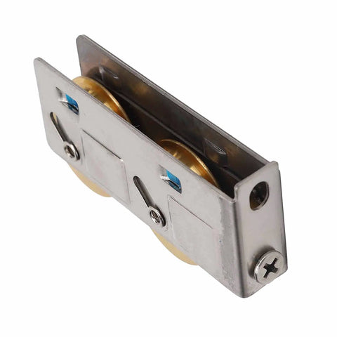 Heavy Duty Double Copper Wheel Stainless Steel Sliding Door Roller with brass wheels for smooth operation.