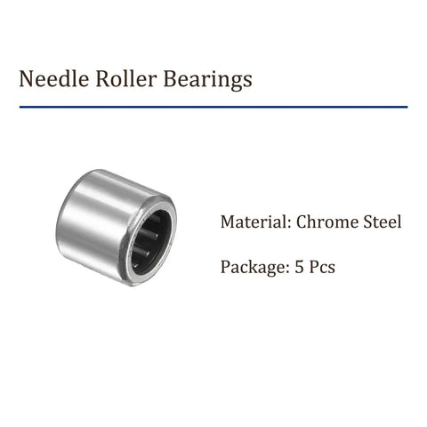 Real Deal Five Piece Needle Roller Bearings Set HF1216 One Way Clutch Bearing for Auto Transmissions, chrome steel, single roller visible.