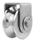 Rock Solid Badass Heavy Duty Groove Wheel Pulley Block crafted from Bombproof 304 stainless steel with silent bearings close-up view.