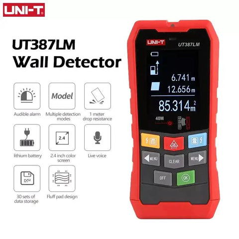 Prograde Wall Scanner And All In One Metal Detector With 2.4 Inch Color LCD Display Voice Alert System for DIY tasks, red handheld device.