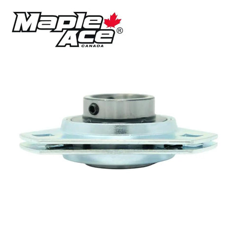 Heavy Hitter UC205 Triangle Flange Pillow Block Bearing With 1 Inch Bore and Three Bolt Mounting, side view angle.