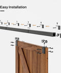 Rock Solid Heavy Duty Sliding Barn Door Track Box Rail Kit for Single Doors up to 330 Pounds 79.2 Inch aluminum components for easy installation.
