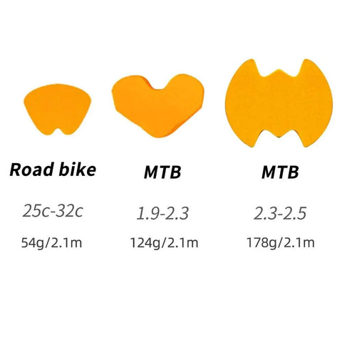 Tubeless Tire Liner And Rim Protector For Mountain And Road Bikes, Explosion Proof Vacuum Tire Liner size comparison for road and MTB
