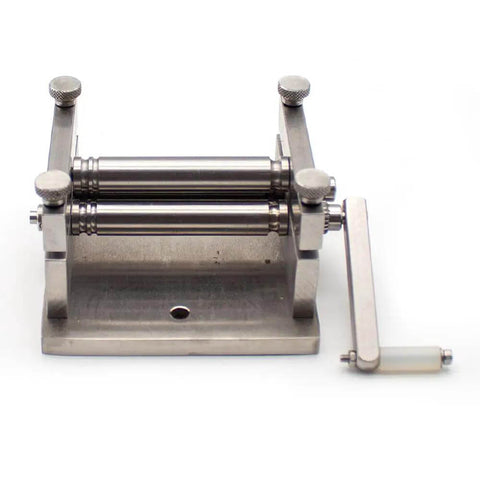 DIY Manual Plate Rolling Machine For Soft Metal Sheets And Tubes Mini Bending Tool with hand crank on white background