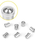 Close-up of 304 stainless steel positioning ball plungers for cabinet doors, part of 20 Pcs Dang Solid 304 Stainless Steel Positioning Ball Plungers That Keep Your Cabinet Doors Dead Center, Fine Thread Push Button Locking Pins For Quick Install And Rugged Performance On Any DIY Or Pro Project Shop Setup.