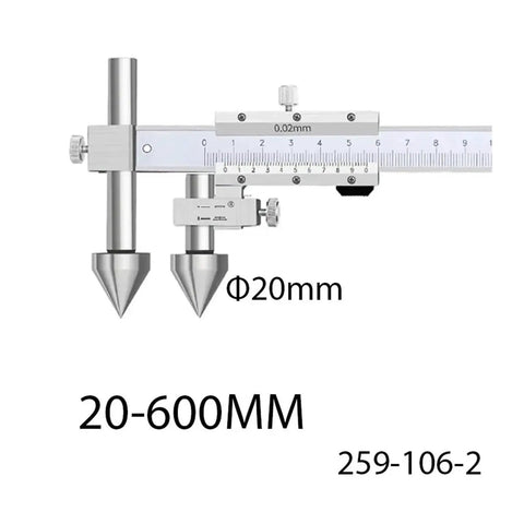 Top Tier Stainless Steel Digital Vernier Calipers Hella Accurate For Center Distance Cone Head Measurements straight view with mm scale.