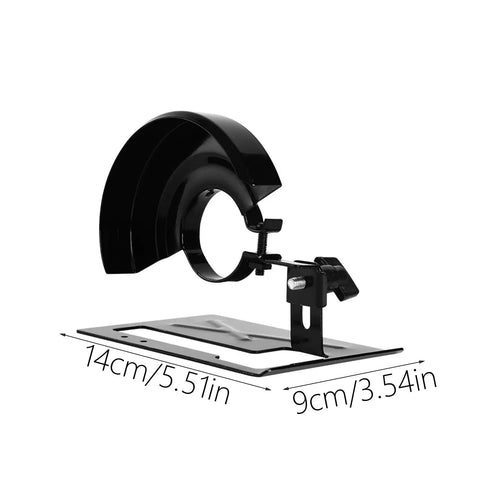 Keep Nasty Sparks Safe While You Work With This Rugged Adjustable Angle Grinder Holder Stand Featuring Heavy Duty Steel Debris Protection For 100 Mm Tools Your Shop Will Love, black steel guard with adjustable angle, dimensions 14cm x 9cm.