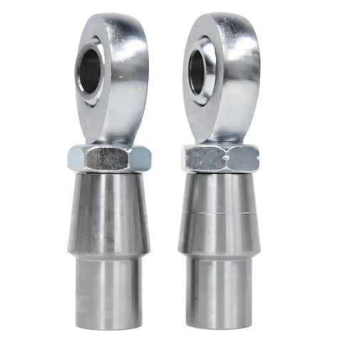 Beefy Chromoly Heim Joints In A No Fluff Set 5/8 Bore 3/4 16 Thread Heavy Duty Rod Ends with matched nuts, close-up view.