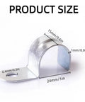 Close-up of Thirty Pack Three Quarter Inch EMT Conduit Straps Zinc Plated Steel Single Hole Clamps with dimensions