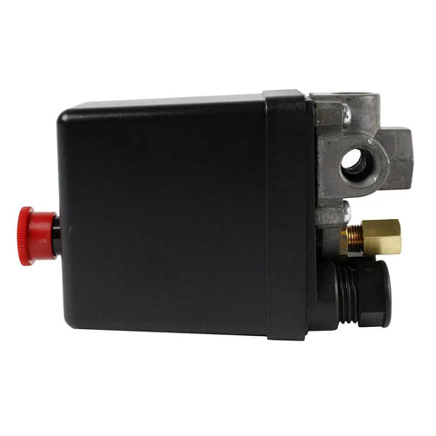 Tough As Nails Aftermarket Pressure Switch For Air Compressors 95 To 125 Psi with red toggle, four ports, and compact design.