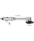 Long Handle Pneumatic Angle Grinder 25000 Rpm Air Powered Cutting Machine With Adjustable Speed Knob side view showing dimensions and features.