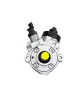 Rock Solid Hydraulic Power Steering Pump For Hyundai Diesels, compact vane design, top view, chrome and yellow components.