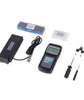Hella Reliable Portable Surface Roughness Tester Meter With Dead Simple Digital Gauge Displays, handheld unit with probes and accessories.