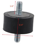 Heavy Duty Replacement Rubber Isolator Mount For John Deere Lawn Tractors Part M76270 2 Pack, measuring 5/8" height, 3/4" diameter.