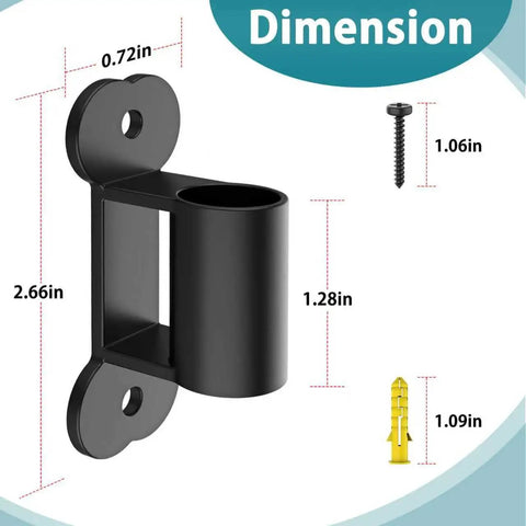 Four Pack Black Fence To Wall Anchors Securely Lock Down Dog Playpen And Pet Gates Compatible With FXW Systems detailed dimensions of a stabilizer clip.