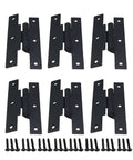 Bulletproof Matte Black Offset Cabinet Door Hinges 3/8 Inch Overlay Heavy Duty Steel Straps For Kitchen Cupboards Dead Nuts Secure Build Buttery Smooth Precision Knuckles Zero Wobble 6 Pack with screws.