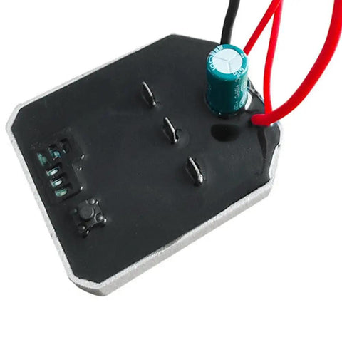 Top Tier Brushless Lithium Angle Grinder Controller Board close-up showing wiring and components for multi-function upgrade.