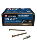 Exterior Deck Screws For PVC And Composite Decking With Nano Coating, T-17 Saw Tip, Brown Finish, 9 x 2-1/2 Inches, 1 Pound Box