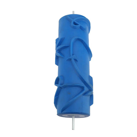Premium Pattern Paint Roller With Soft Rubber Head For Walls And Ceilings Delivers Gorgeous Decorative Textures, blue rubber head with relief pattern.