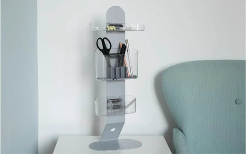 Magnetic Desk Organizer Set With Modular Stand Metal Construction Three Trays And Pen Holder for office home use