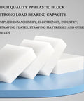 Straight Fire Heavy Duty Pp Plastic Support Pads For Leveling Furniture And Machinery Squash Nasty Vibrations With These Reusable Shim Plates In Thick 60 Mm Polypropylene Build That Stays Solid Always, white PP blocks on blue surface.
