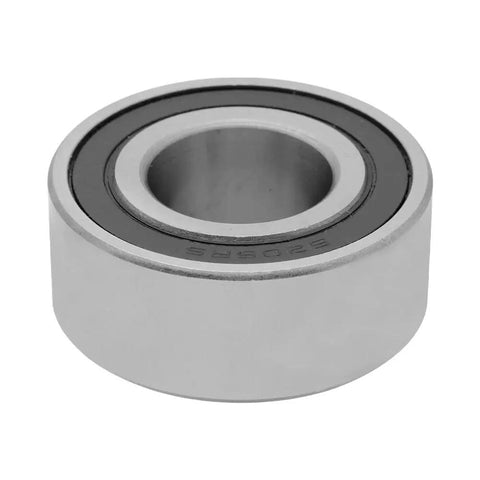 5 Pack Heavy Duty 5205 Double Row Angular Contact Ball Bearings With Double Rubber Seals Precision Ground 25 mm Inner To 52 mm Outer Diameter By 20 Point 6 mm Wide showing silver metal design and black rubber seal.