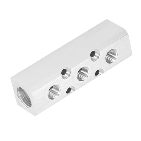 Aluminum Pneumatic Manifold Air Distribution Block With G12 Inlet And G14 Outlet 30X30mm Ports Built Tough For Industrial Grade Compressed Air Systems SY30023F