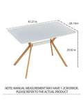 Slick Modern White Dining Table With Scratch Resistant Top And Heavy Duty Metal Bottom Shelf Clean Vibe Setup For Kitchen Hangouts Or Home Office, 47.24in L, 28.74in W
