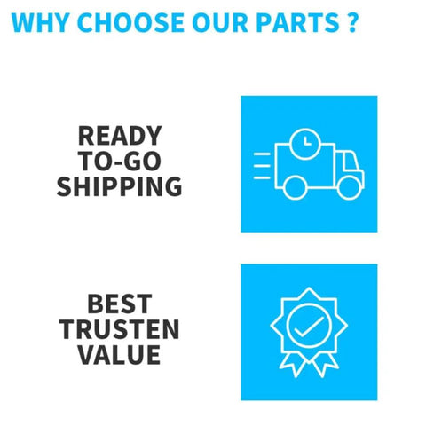 Graphic showing reasons to choose parts: ready-to-go shipping and best trusten value.