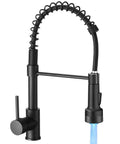 Led Light Kitchen Faucet With Pull Down Sprayer In Matte Black 304 Stainless Steel Industrial Single Handle For Farmhouse Camper RV Laundry Wet Bar Sinks Upgrade