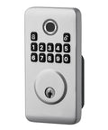 Hassle Free Fingerprint Door Lock With Silver Biometric Deadbolt And Auto Locking For Rapid Keyless Entry and key code panel.