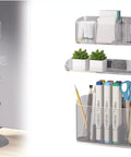 Magnetic Desk Organizer Set With Modular Stand Metal Construction Three Trays And Pen Holder for Office Home Dorm
