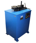 High Octane Programmable Electric Tube Bender With 2Hp Motor Hits 1680 Rpm Features PLC Control, blue machine with control panel and sturdy design.