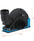 Rugged Universal Angle Grinder Dust Collection Shroud For 4 To 5 Inch Grinders Featuring Quick Swap Buckle and 360 Degree Swivel Hose Adapter.