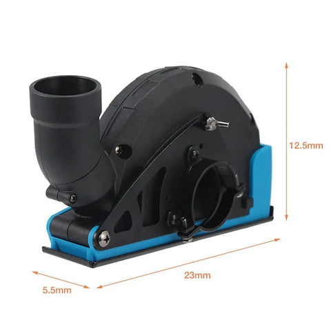 Rugged Universal Angle Grinder Dust Collection Shroud For 4 To 5 Inch Grinders Featuring Quick Swap Buckle and 360 Degree Swivel Hose Adapter.
