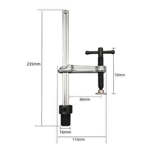 Insertion Clamp Fixture With Quick Release Bench Tool Hardened Alloy Steel Build Fast Lever Action For Carpentry Workshop And Metal Fabrication T Bar Insert Clamp 160 By 80 Base 16mm Hole Fit, 235mm x 80mm