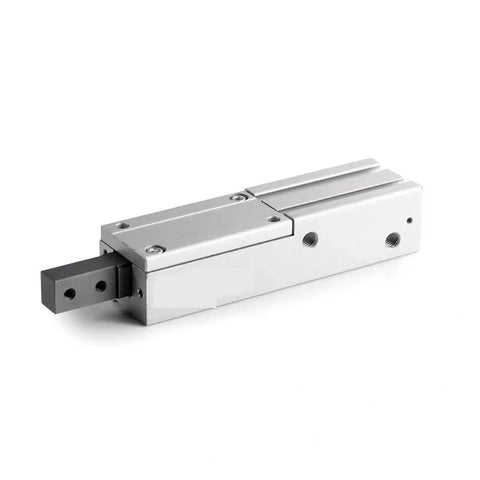 Heavy Duty Pneumatic Slide Stopper Cylinder Compatible With MIS Series Systems showing silver steel construction for industrial applications.