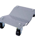 Four Piece Heavy Duty Car Wheel Dollies Rock Solid Steel Vehicle Movers Built Tough For No Sweat Garage Hauls Featuring Anti Skid Grips and sturdy caster wheels.