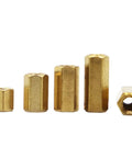 M2 M2.5 M3 M4 M5 Hex Brass Female Standoff PCB Spacer with Rock Solid Lock Bolts, various sizes shown for circuit board spacing.