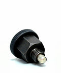 Heavy Knurled Plunger Spring Pin Slick Indexing Lock With Rock Solid Fixed Position Action Pro Grade Dowel Tool, close-up side view.