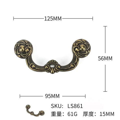 European Style Zinc Alloy Cabinet Pulls For Drawers And Doors, Matte Gray Vintage Hardware For Cabinets, Wardrobes, Chests And Cupboards, Antique Home Decor With Retro Vibe with dimensions